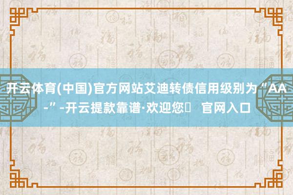 开云体育(中国)官方网站艾迪转债信用级别为“AA-”-开云提款靠谱·欢迎您✅ 官网入口