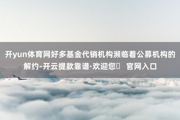 开yun体育网好多基金代销机构濒临着公募机构的解约-开云提款靠谱·欢迎您✅ 官网入口