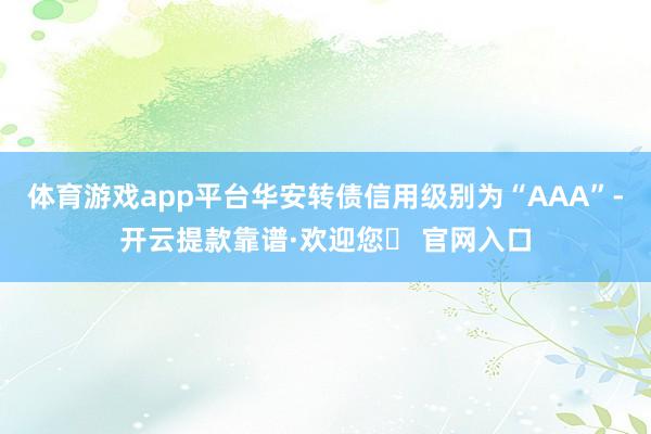 体育游戏app平台华安转债信用级别为“AAA”-开云提款靠谱·欢迎您✅ 官网入口